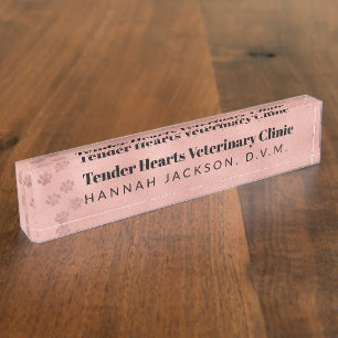 Veterinary Medicine Paw Prints Personalised Nameplate