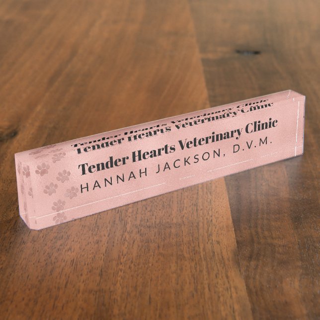 Veterinary Medicine Paw Prints Personalised Nameplate (Side)