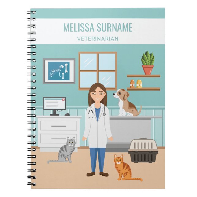 Veterinary Medicine Vet Woman Doctor Pet Care Notebook (Front)