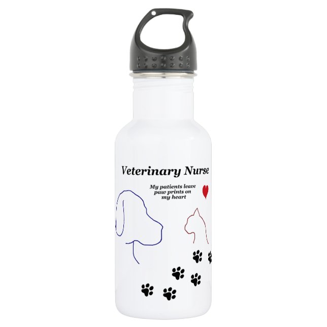Veterinary Nurse-Paw Prints on My Heart 532 Ml Water Bottle (Front)