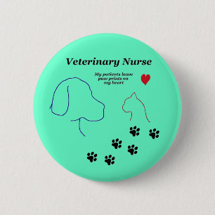 Veterinary Nurse-Paw Prints on My Heart 6 Cm Round Badge