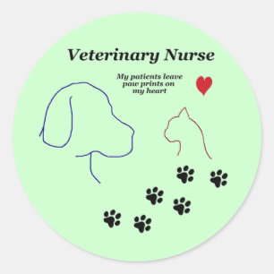 Veterinary Nurse-Paw Prints on My Heart Classic Round Sticker