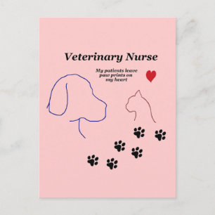 Veterinary Nurse-Paw Prints on My Heart Postcard