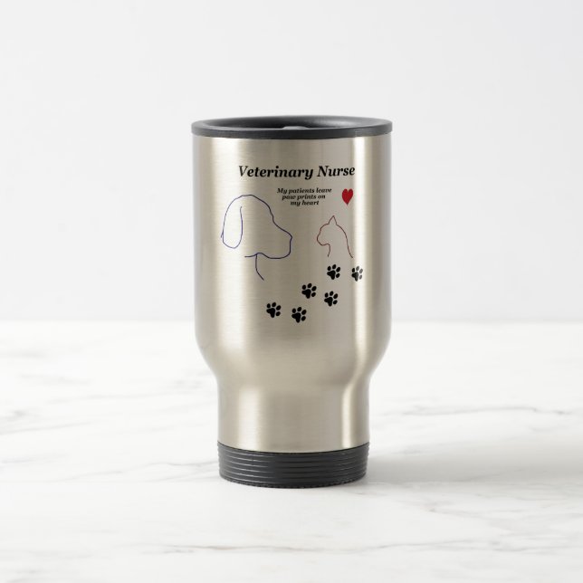 Veterinary Nurse - Paw Prints on My Heart Travel Mug (Center)