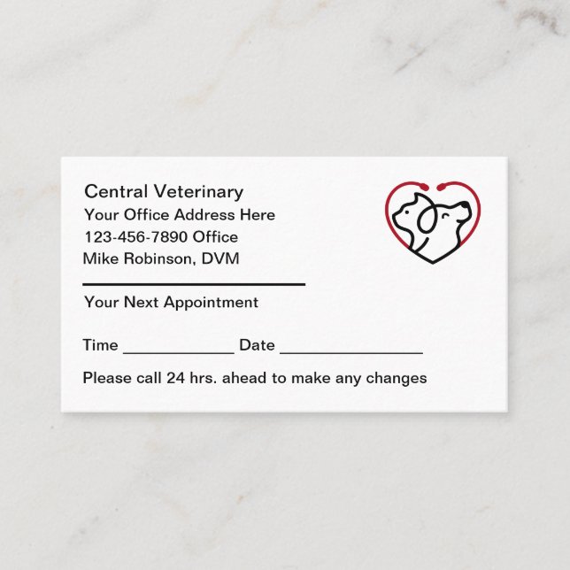 Veterinary Office Appointment Business Cards  (Front)