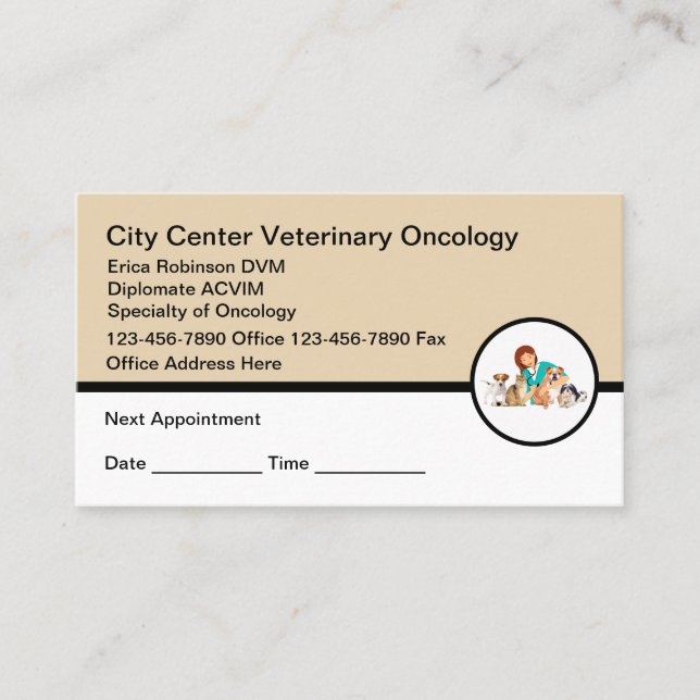 Veterinary Oncologist Appointment Business Cards (Front)
