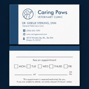 Veterinary Pet Clinic Appointment Reminder   Card