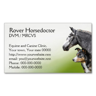 Veterinary practice horses and dogs Magnetic business card