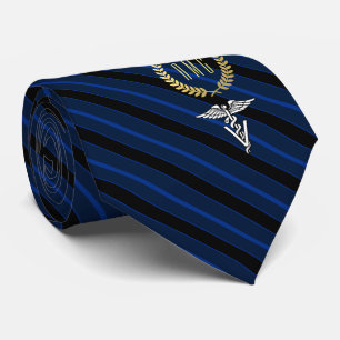 Veterinary Professional Monogrammed Blue Faux Gold Tie