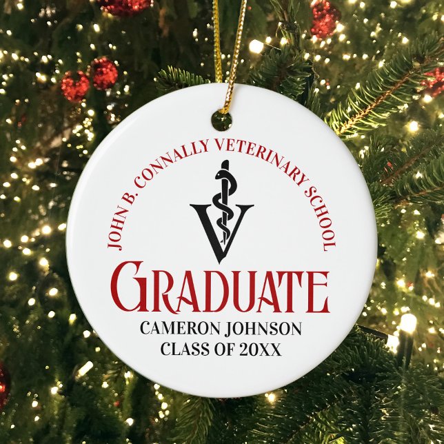 Veterinary School Graduation Customised Christmas Ceramic Ornament (Creator Uploaded)