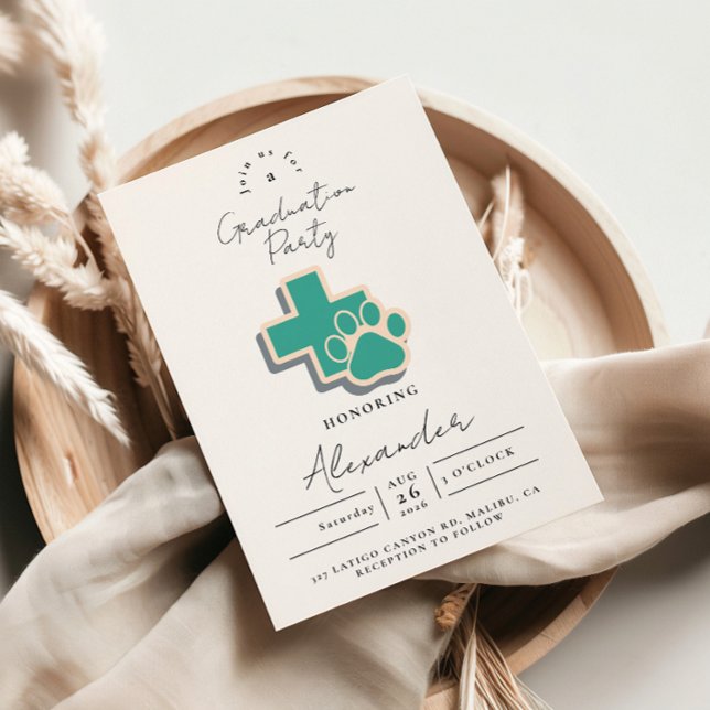 Veterinary School Paw Graduation Party Invitation (Creator Uploaded)