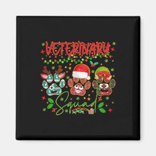 Veterinary Squad Paw Christmas Vet Tech Xmas Pajam Magnet