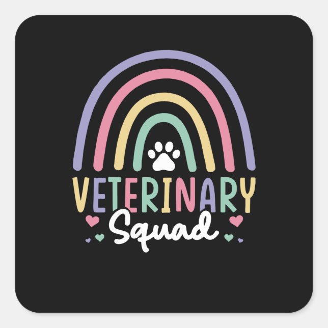 Veterinary Squad Square Sticker (Front)
