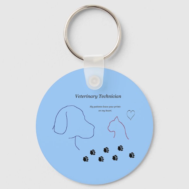 Veterinary Technician - Paw Prints on My Heart Key Ring (Front)