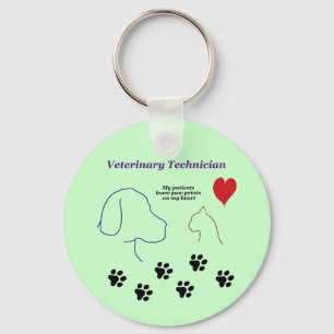 Veterinary Technician - Paw Prints on My Heart Key Ring