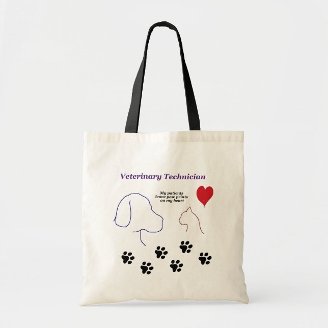 Veterinary Technician - Paw Prints on My Heart Tote Bag (Front)