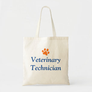 Veterinary Technician with Orange Paw Print Tote Bag