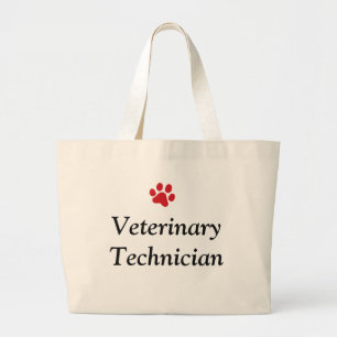 Veterinary Technician with Red Paw Print Large Tote Bag