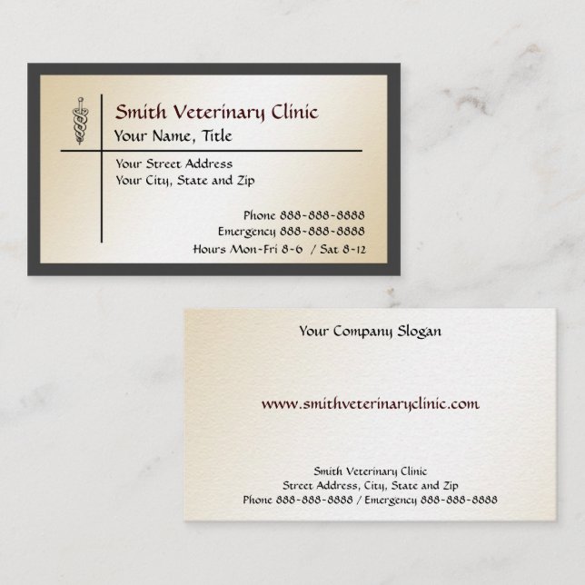 Veterinary Veterinarian Business Card (Front/Back)