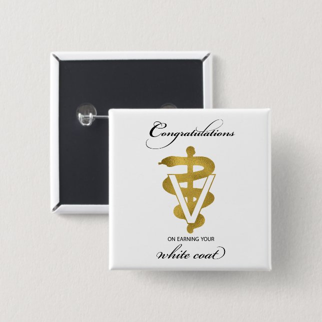 Veterinary White Coat Ceremony Congratulations 15 Cm Square Badge (Front & Back)