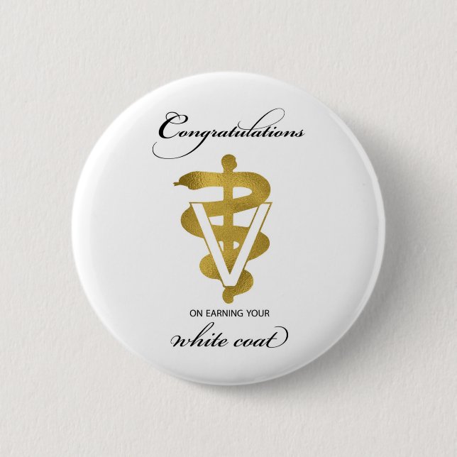 Veterinary White Coat Ceremony Congratulations 6 Cm Round Badge (Front)