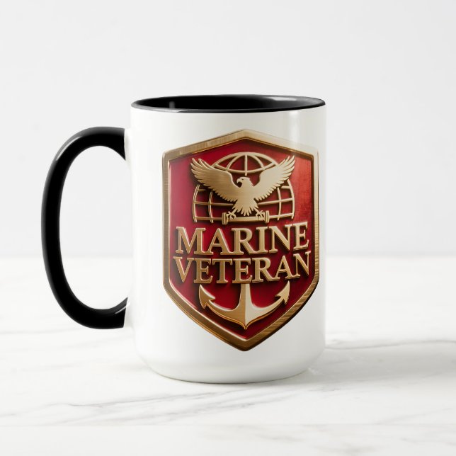 VetGearHQ.com Marine Corps Veteran Logo Emblem Mug (Left)