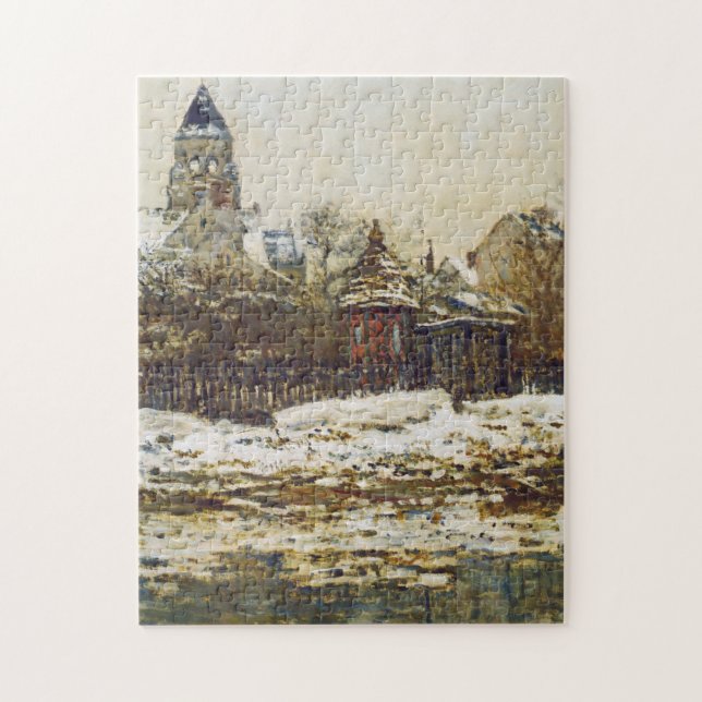 Vetheuil, The Church in Winter Monet Fine Art Jigsaw Puzzle (Vertical)