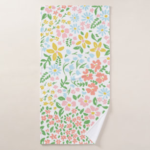 Vetor seamless floral colorful pattern on a white bath towel
