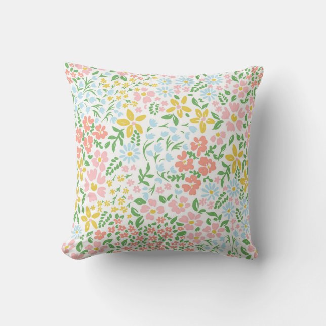 Vetor seamless floral colourful pattern on a white cushion (Front)