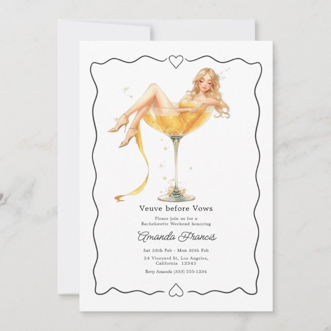Veuve Before Vows Champagne Bachelorette Weekend Invitation (Front)