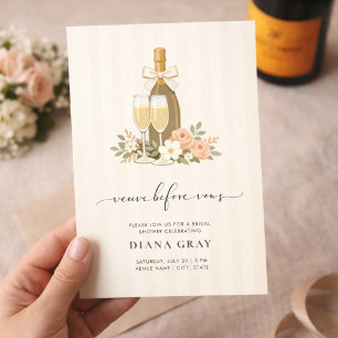 Veuve Before Vows Champagne Bow Bridal Shower Invitation