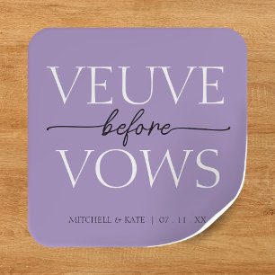 Veuve Before Vows Lavender Purple Bridal Shower Square Sticker