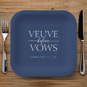 Veuve Before Vows Navy Blue & White Bridal Shower Paper Plate