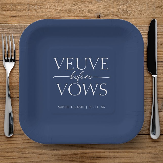 Veuve Before Vows Navy Blue & White Bridal Shower Paper Plate (Veuve Before Vows Navy Blue & White Bridal Shower Paper Plates
)
