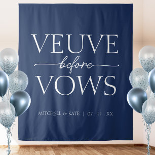 Veuve Before Vows Navy Blue & White Bridal Shower Tapestry