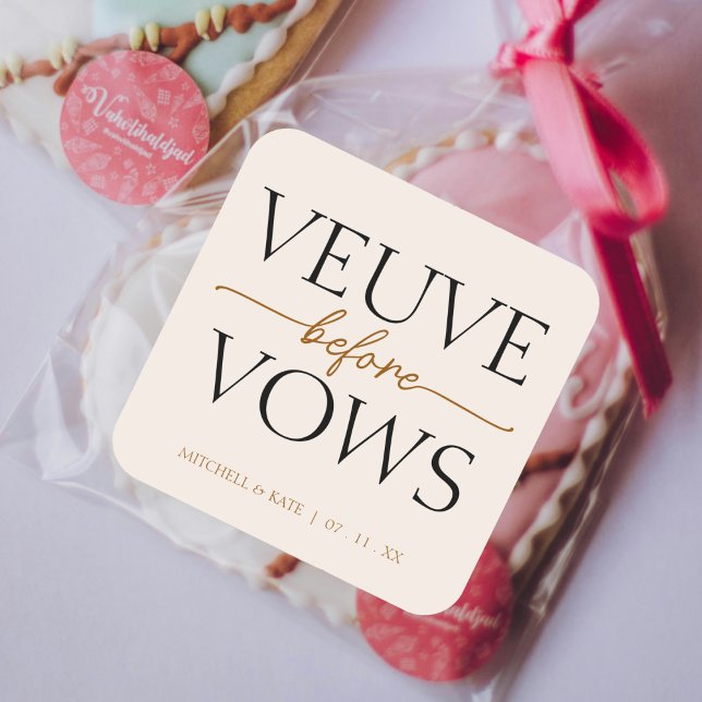 Veuve Before Vows Tan Brown Bridal Shower Square Sticker (Veuve Before Vows Tan Brown Bridal Shower Square Sticker
)