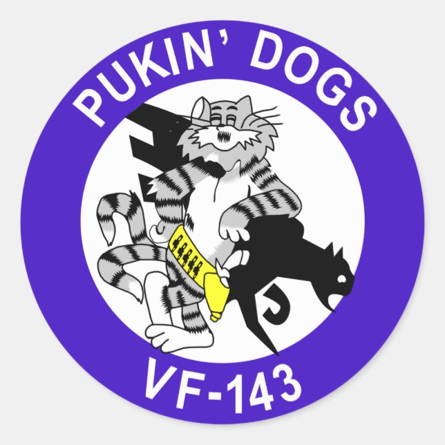 VF-143 Pukin' Dogs Classic Round Sticker (Front)