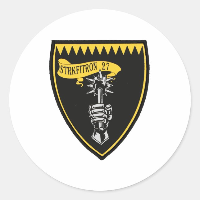 VFA-27 Royal Maces F/A-18 Classic Round Sticker (Front)