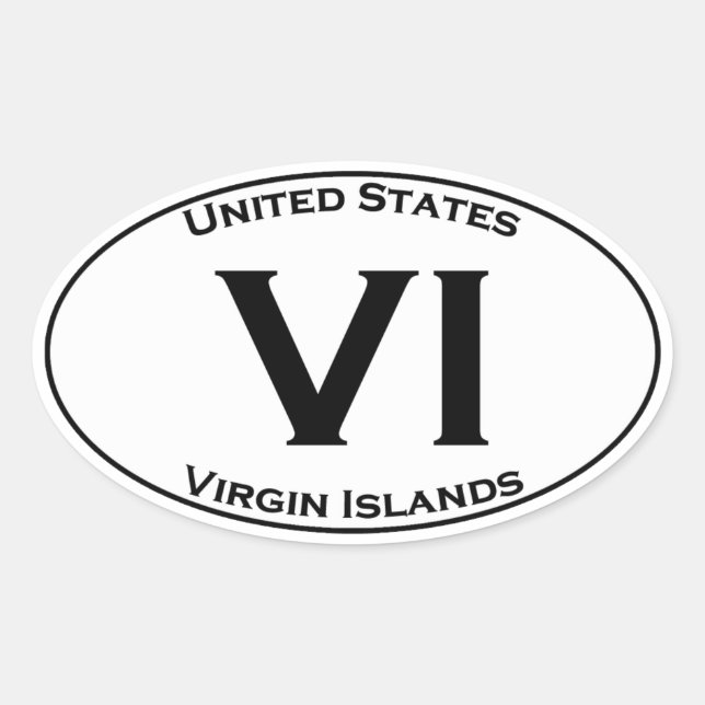 VI - Virgin Islands Euro Style Oval Acronym Logo Oval Sticker (Front)