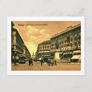 Via Dante da Piazza Elittica, Milan, Italy Vintage Postcard