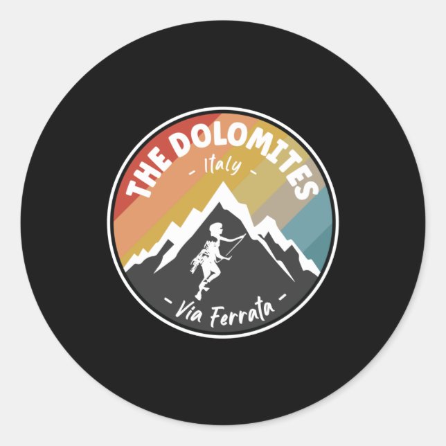 Via Ferrata The Dolomites Italy Classic Round Sticker (Front)