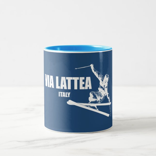 Via Lattea Skier Two-Tone Coffee Mug (Center)