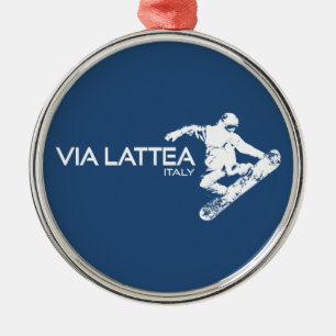 Via Lattea Snowboarder Metal Ornament