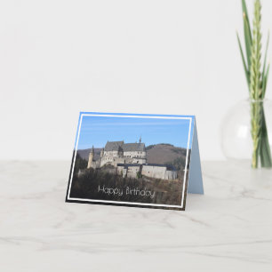 Vianden Castle Winter View, Luxembourg, Birthday Card