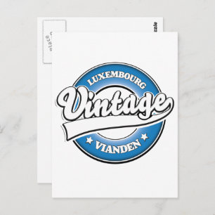 Vianden luxembourg retro logo postcard