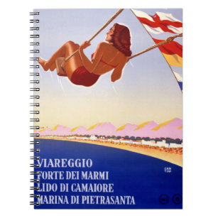 Viareggio Italy Vintage Travel Poster Restored Notebook