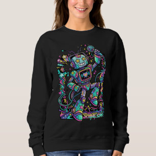 VIBE ON Neon Robot DJ – Colourful Music Mascot Str Sweatshirt