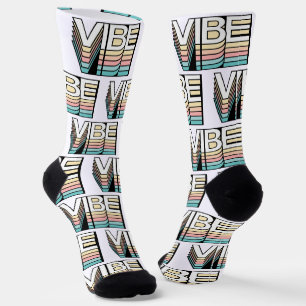Vibe Retro Aesthetic Modern Mood Typography Socks