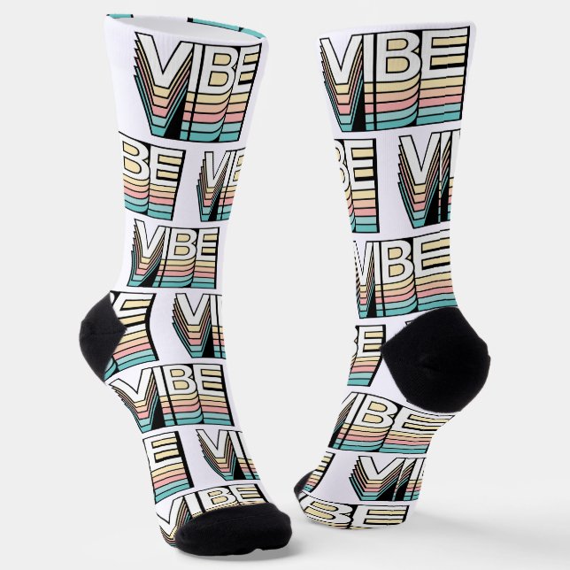 Vibe Retro Aesthetic Modern Mood Typography Socks (Angled)