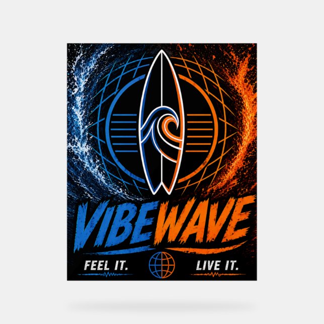 Vibe Wave Neon Surf Poster – Retro Synthwave Aesth (Front)